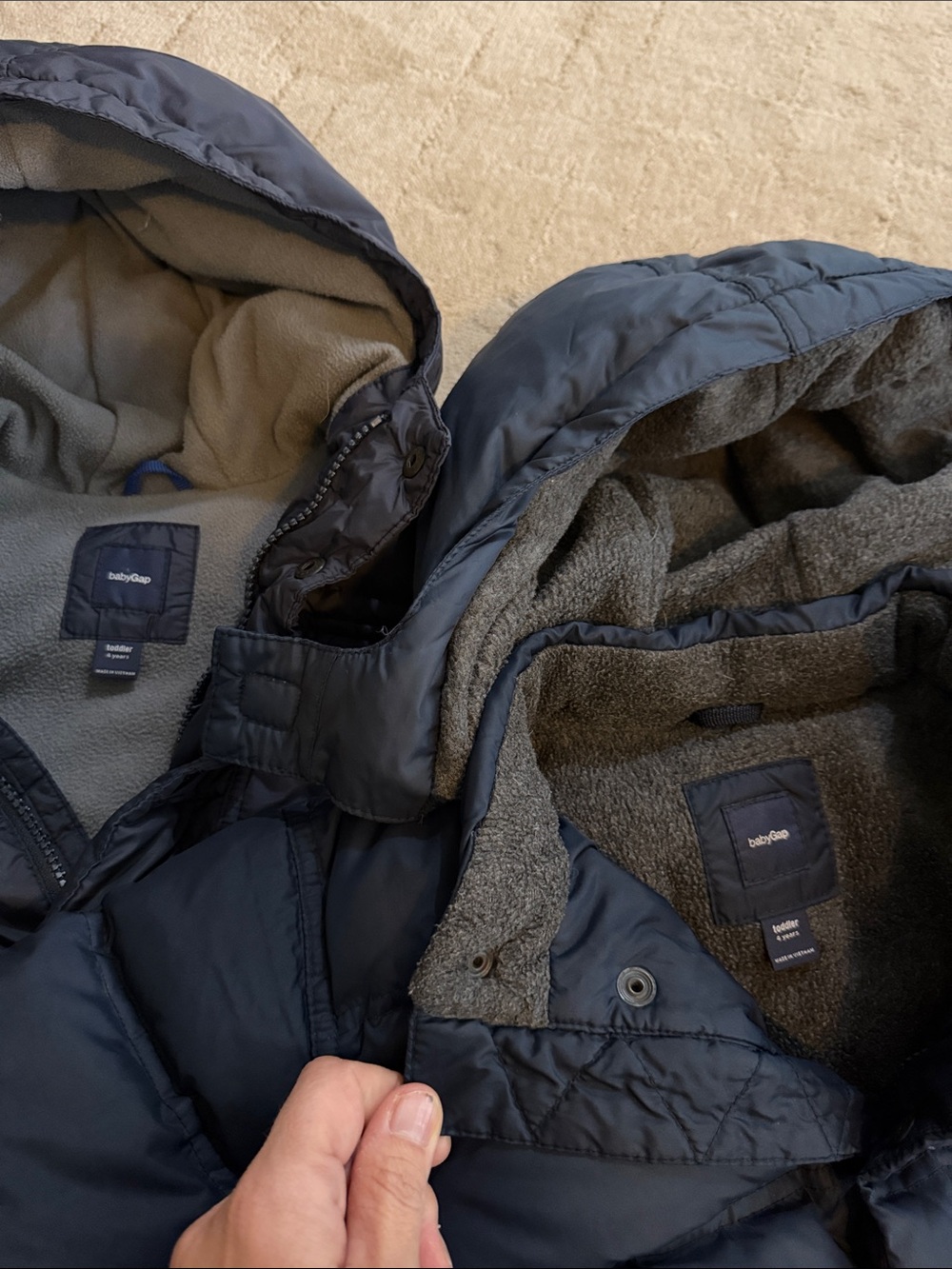 2 GAP Navy Kids Puffer Jacket with Hood - Picture 2 of 5